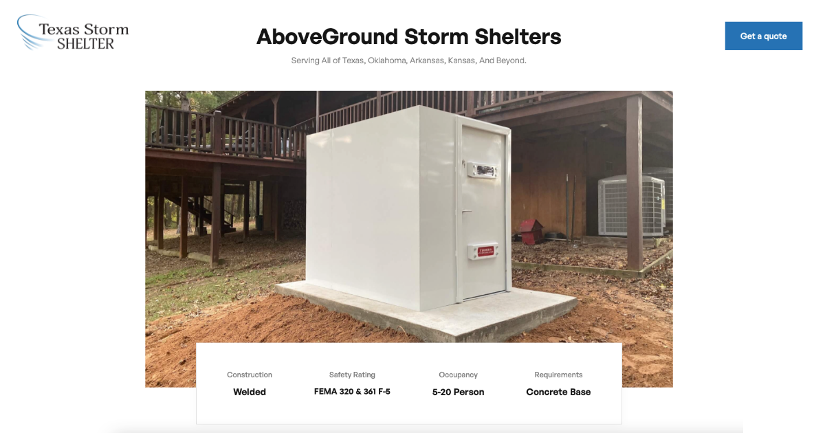 Texas Storm Shelter Above Ground Storm Shelters
